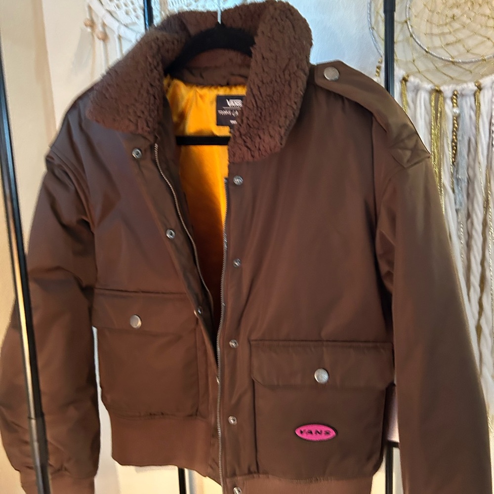 Vans Brown Jacket with Sherpa Collar size S